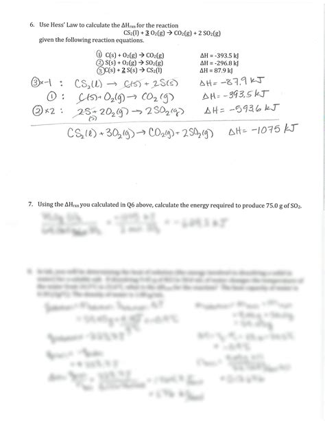 SOLUTION Principles Of Chem 1 Calculate Heat Capacity Hess Law