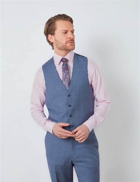 Anzug Weste 1913 Kollektion Tailored Fit 130s Wolle Blau Prince