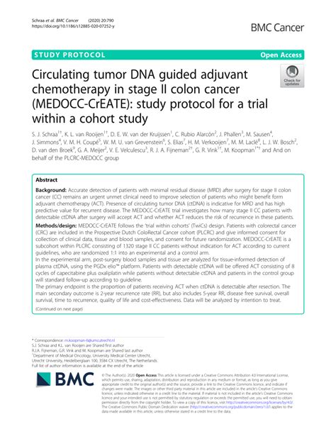 Pdf Circulating Tumor Dna Guided Adjuvant Chemotherapy In Stage Ii