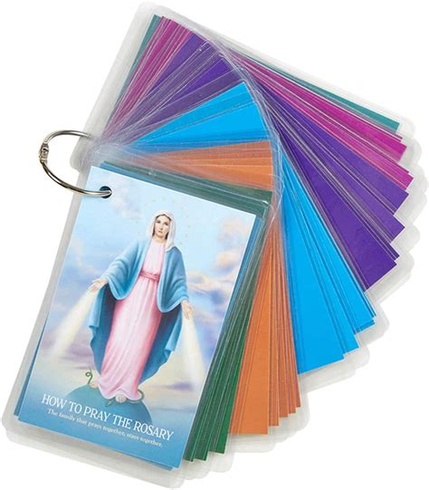 Laminated Rosary Prayer Card Set 27 Cards Removable Ring Etsy