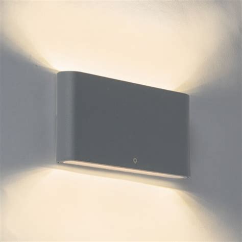 Modern Outdoor Wall Lamp Dark Gray Cm Incl Led Ip Batt