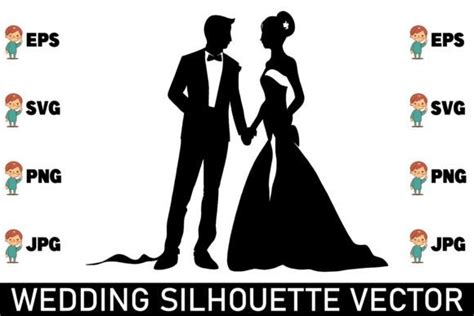 Wedding Couple Silhouette Vector Graphic by Art Merch X · Creative Fabrica