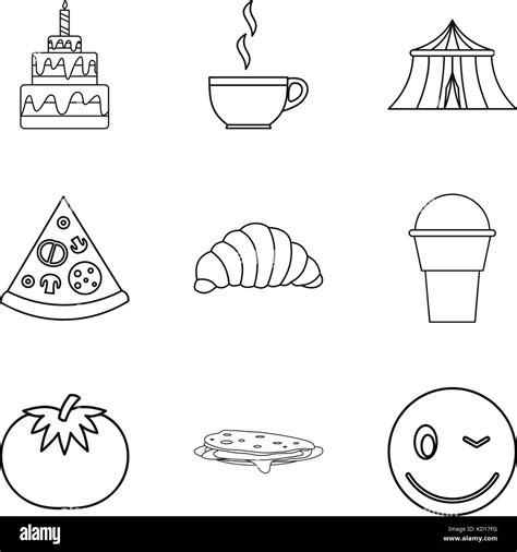 Festive Cooking Icons Set Outline Style Stock Vector Image And Art Alamy