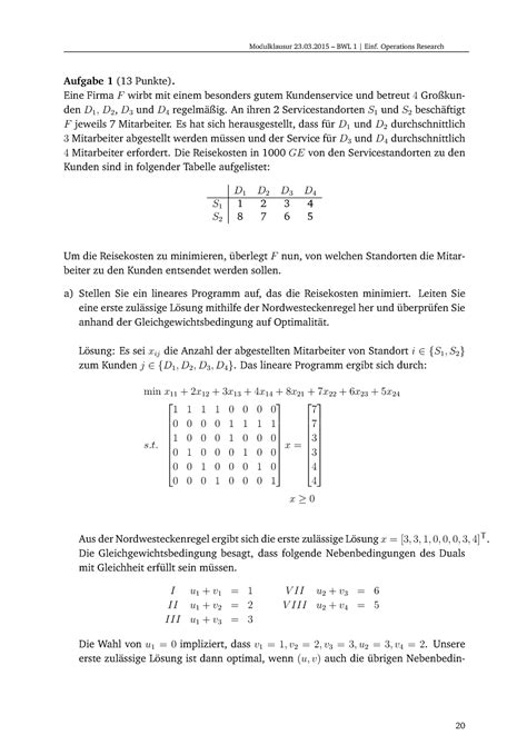 Klausur Ws Teil Or Mlsg Modulklausur Bwl Einf