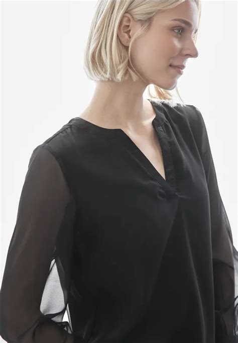 STREET ONE Blouse En Mousseline De Soie Pour Femmes En Noir STREET ONE