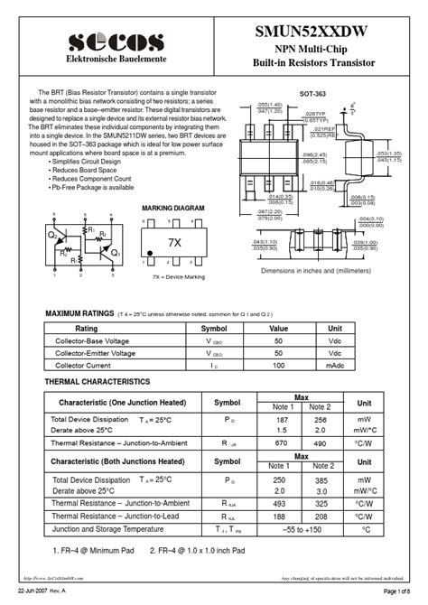 Smun Dw Data Sheet Secos