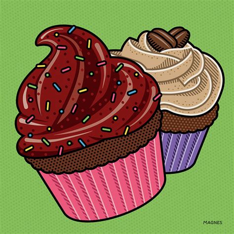 Cupcakes On Green Square By Ron Magnes