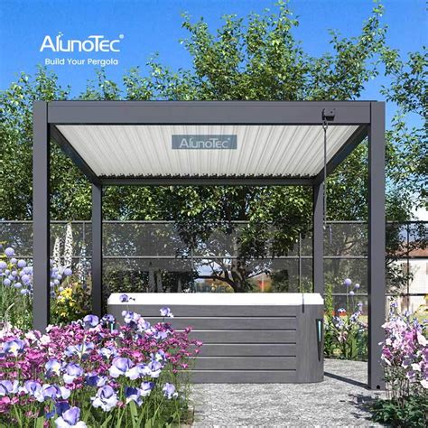 AlunoTec Easily Assembled Rainproof Louvered Roof Balcony Awning Gazebo