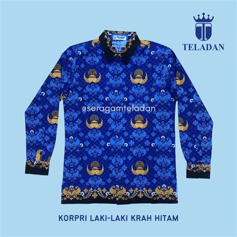 Jual Baju Korpri Baru Laki Laki Krah Biru And Hitam Seragam Sekolah