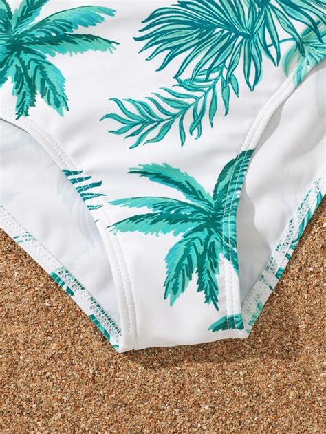 Girls 3pack Tropical Print Bikini Swimsuit And Kimono Shein Usa