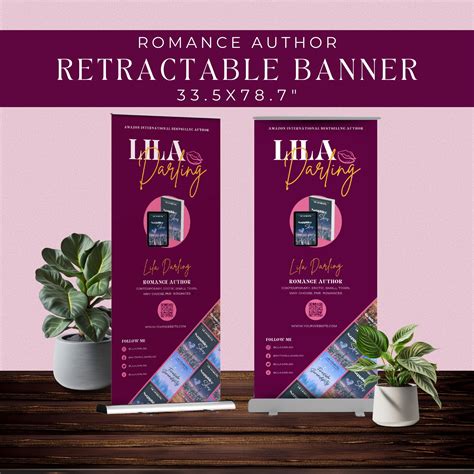 Retractable Banner Canva Template Romance Authors Roll Up Banner