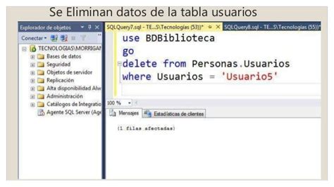 Uso De Comandos Insert Update Y Delete En Bases De Datos De Sql Serv