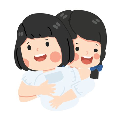 Cute girls student friend hug 29736979 Vector Art at Vecteezy