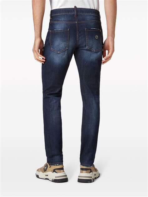 Philipp Plein Distressed Effect Skinny Jeans Blue Farfetch