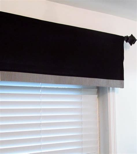 BLACK & WHITE Trimmed Window Valance Striped Border/ Custom