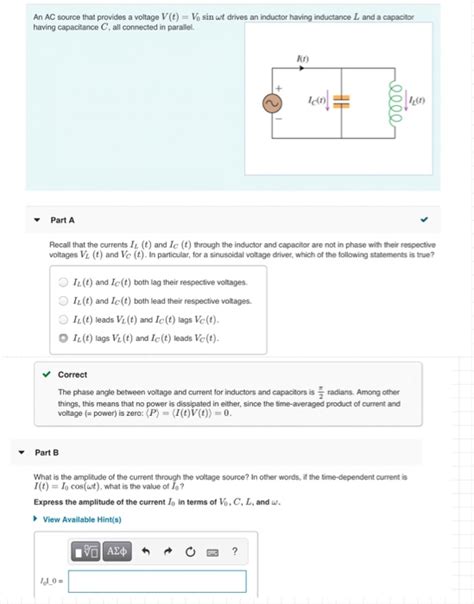 Solved An Ac Source That Provides A Voltage V T Vsin Wt Chegg