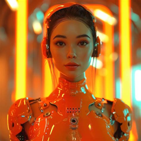 Premium Photo Portrait Of A Cyberpunk Humanoid Robot Girl Hightech