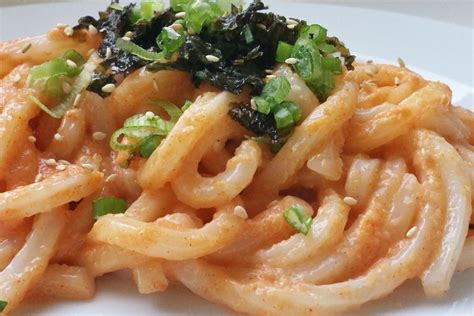 Japanese Spicy Cod Roe Noodles Mentaiko Udon Recipe On Food