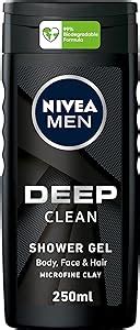 NIVEA MEN 3in1 Shower Gel Body Wash Cleansing DEEP Micro Fine Clay