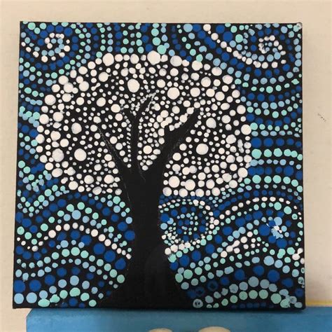 Dot painting, blue, tree Dot Painting, Painting Inspiration, Wind, Dots ...