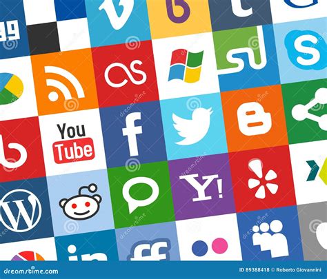 Colorful Social Media Icons Background 1 Editorial Stock Photo