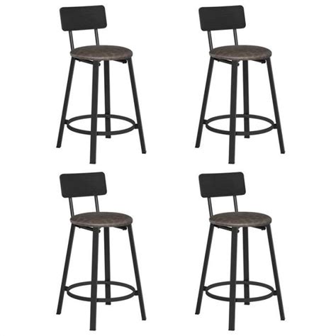 Tabouret de Bar VASAGLE Lot de 4 Rembourré avec Dossier et