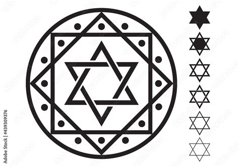 Jewish Star Of David Six Pointed Star Vector Icons Shield Of David Or