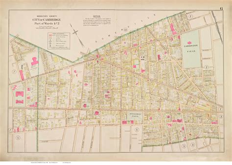 Plate 6 Cambridge Parts Of Wards 1 And 2 1900 Old Street Map Reprint Middlesex Co Atlas