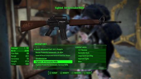 Fallout 4 Weapon Mods Survivalist Rifle Youtube