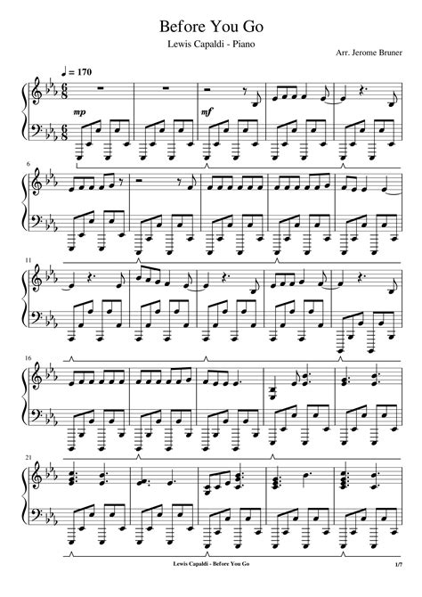 Lewis Capaldi Before You Go Piano Sheet Music