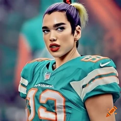 Dua Lipa As The Quarterback For The Miami Dolphins On Craiyon