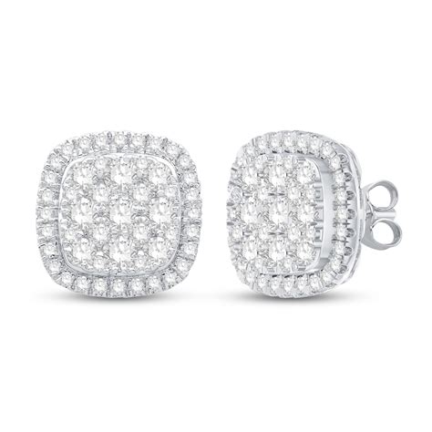 Previously Owned Diamond Stud Earrings 1 ct tw Round-Cut 10K White Gold ...