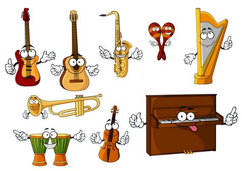 Classic Cartoon Musical Instruments Characters 11520115 Vector Art At Vecteezy