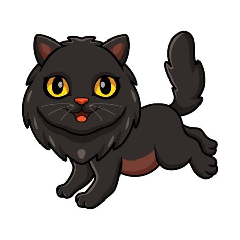 Dessin Anim Mignon Chat Persan Noir Marchant Vecteur Premium