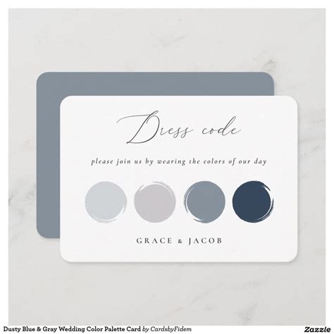 Dusty Blue Gray Wedding Color Palette Card Zazzle Blue Grey