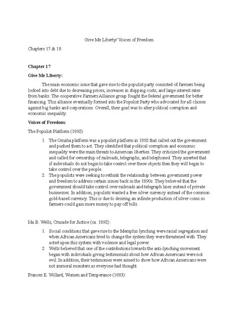 Chapter 17 and 18 (HIST) - Give Me Liberty/ Voices of Freedom Chapters