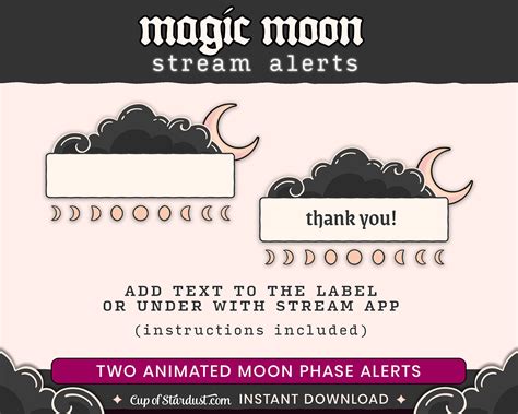 Magic Moon Twitch Overlays Animated Stream Package Lunar Etsy