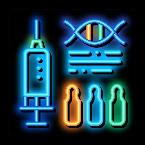 Syringe With Ampoules Biohacking Neon Glow Icon Illustration