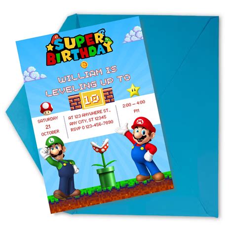 Digital Mario And Luigi Birthday Invitation Instant Download Etsy