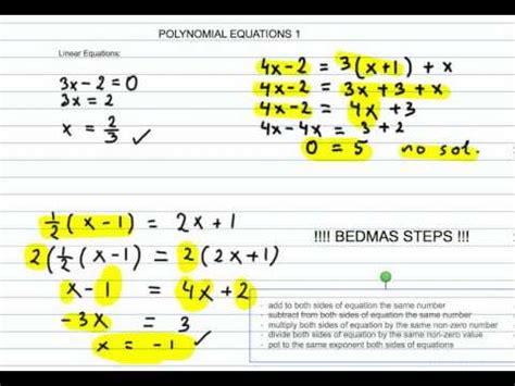 How To Solve Linear And Quadratic Polynomial Equations Part 1 YouTube