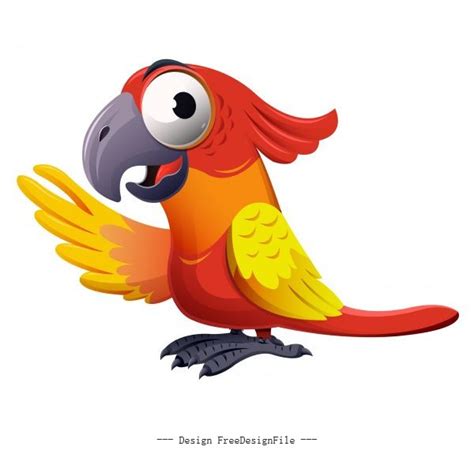 Parrot bird colorful funny cartoon character vector free download