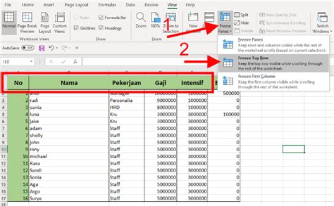 Cara Freeze Kolom Dan Baris Pertama Microsoft Excel