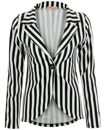 Women Ladies Jacket Blazer Formal Casual Black And White Vertical Striped 9272 Ebay Blazer