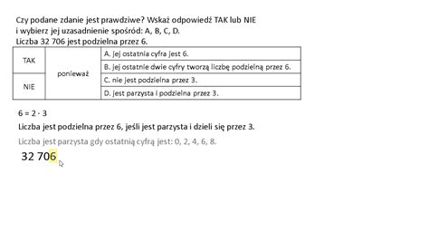 Czy Liczba Jest Podzielna Przez 6 Czy Podane Zdanie Jest Prawdziwe