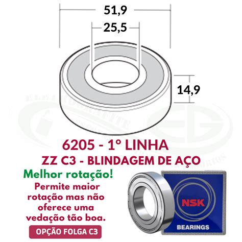 Rolamento 6205 1 Linha