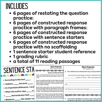 Short Constructed Response Practice SCR Passages Questions