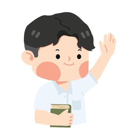 Kid Boy student Raising Hand cartoon 37275001 Vector Art at Vecteezy