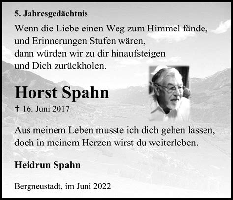 Traueranzeigen Von Horst Spahn Wirtrauern