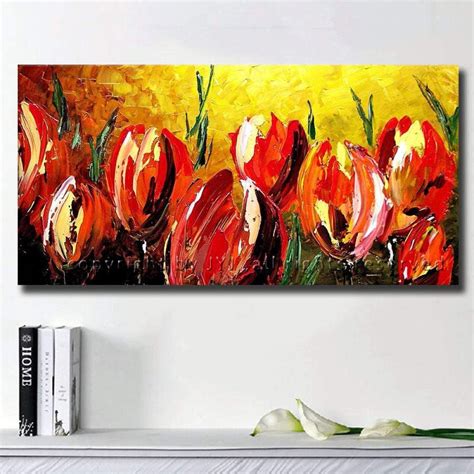 Lienzo De Pared De Tulipanes Rom Nticos De Color Rojo Y Naranja