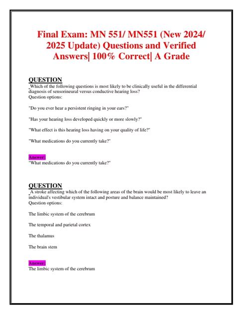 Final Exam Mn Mn New Update Questions And